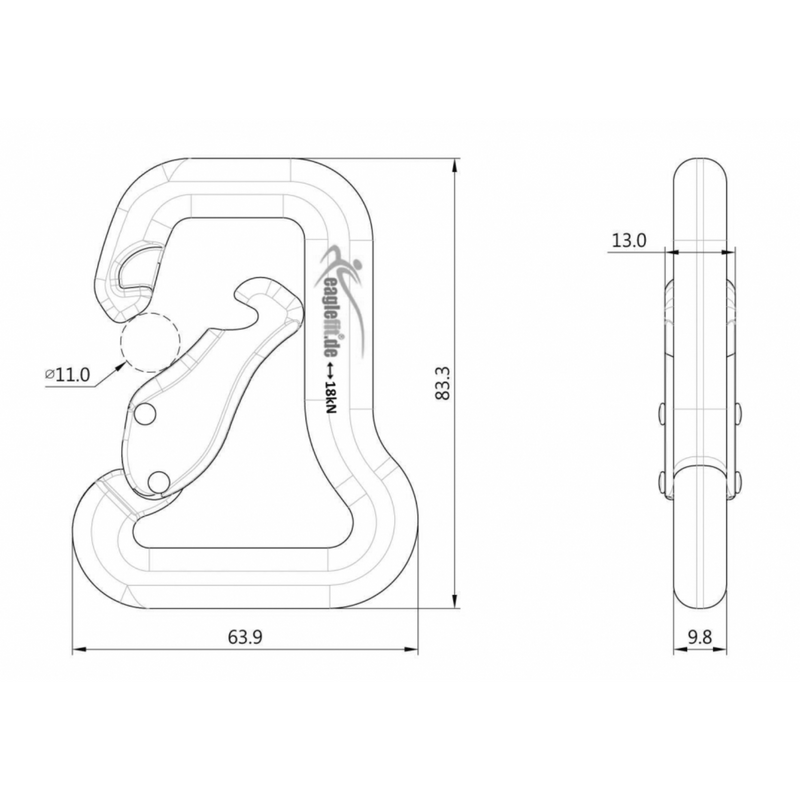 Karabiner 3D Skizze